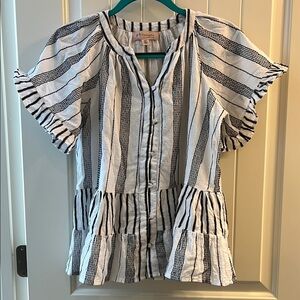 Philosophy White and Black Striped Women's Top